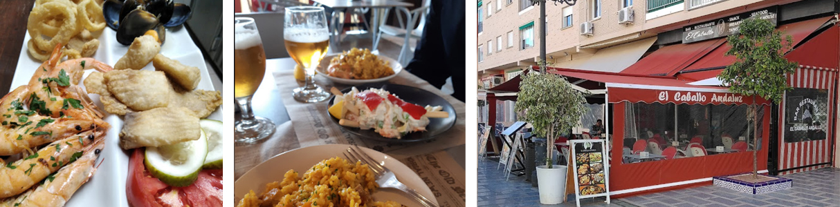 Fotos de fachada y platos de Bar Restaurante El Caballo Andaluz