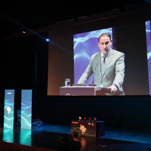 El Presidente de la CEA (Confederación de Empresarios de Andalucía) y CEM (Confederación de Empresarios de Málaga), Javier González de Lara, durante su intervención