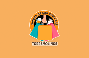 Logotipo oficial de la 3ª Ruta de las Compras de Torremolinos con bolsas de compras, café y cerveza