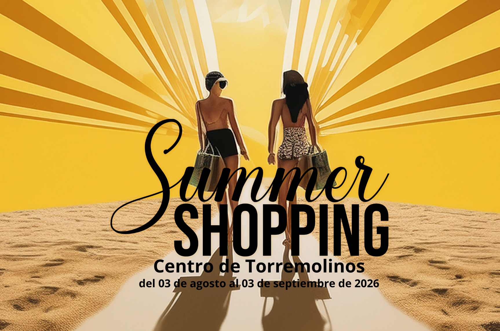 Promoción Summer Shopping 2026 en el centro de Torremolinos, del 03 de agosto al 03 de septiembre, con compras de rebajas y tickets de aparcamiento gratis en comercios locales.